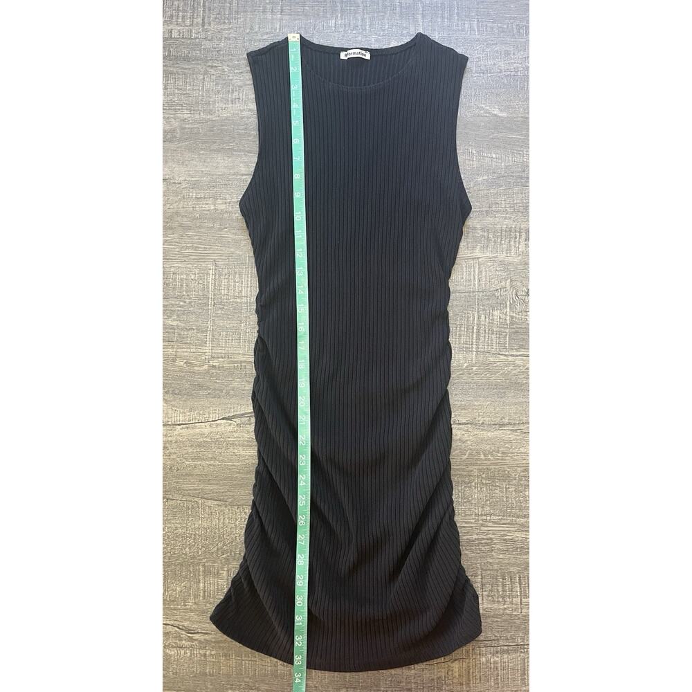 Reformation Organic Cotton Ribbed Knit Ruched Bodycon Black Mini Dress, Size M - Picture 9 of 9